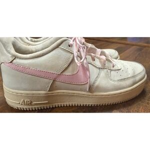 Nike Air Force 1 low. Velvet inside with pink ribbon laces. Women's. 8 youth 6.5